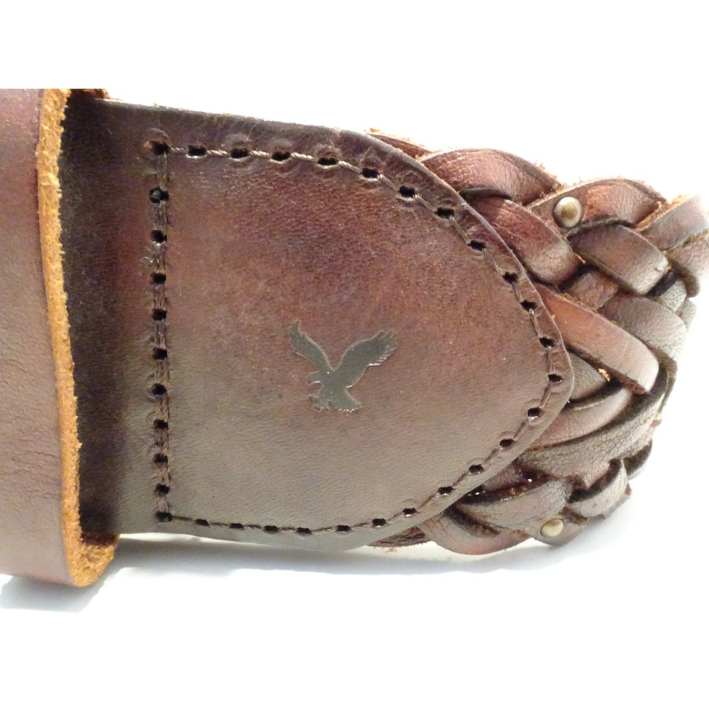 American Eagle Outfitters Dark Brown Braided Genuine Leather Belt S/M Boho